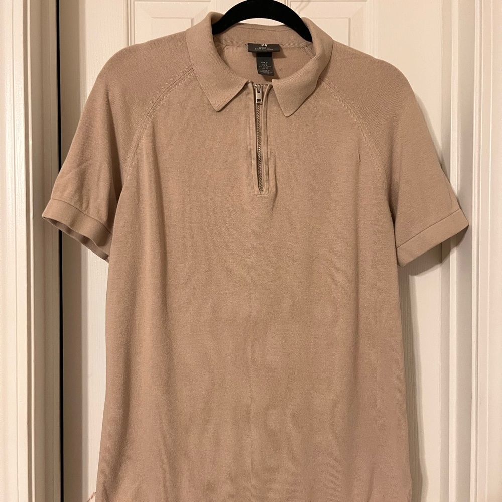 H&M Beige Polo Shirt with Zip